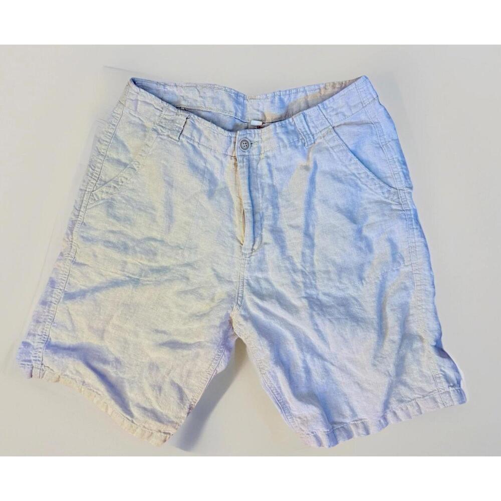 Ocean & Coast Shorts Men's 34W Linen Long Comfort Beachwear Beige Pockets